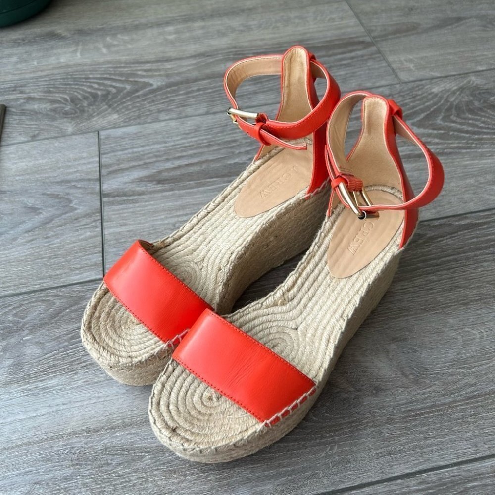 J Crew VACHETTA Leather Platform Espadrille Sandals